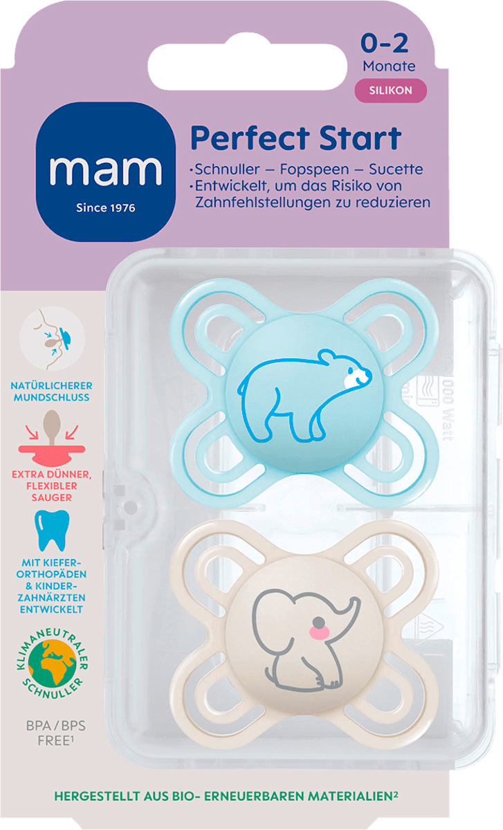 MAM Schnuller Nacht 2–6 Monate – Leuchtet Im Dunkeln, Mit Selbststerilisierung, SkinSoft Silikon