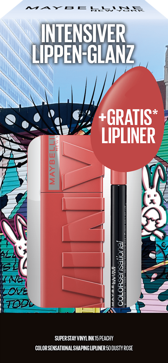 MAYBELLINE NEW YORK Lippenstiftset Vinyl Ink 15, & gratis Lipliner ...