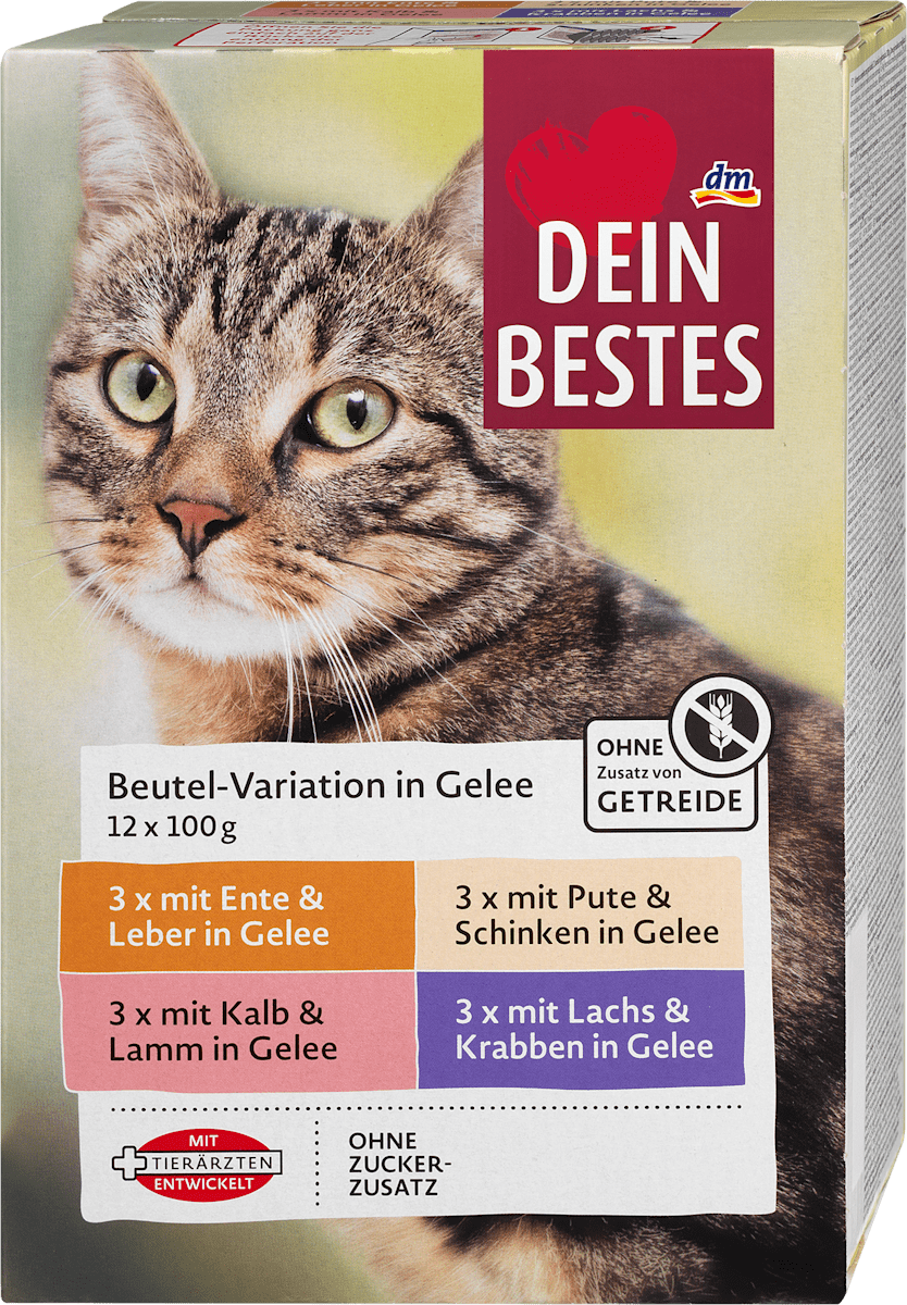 Dein Bestes Nassfutter Katze Beutel-Variation in Gelee, 1,2 kg | dm.at