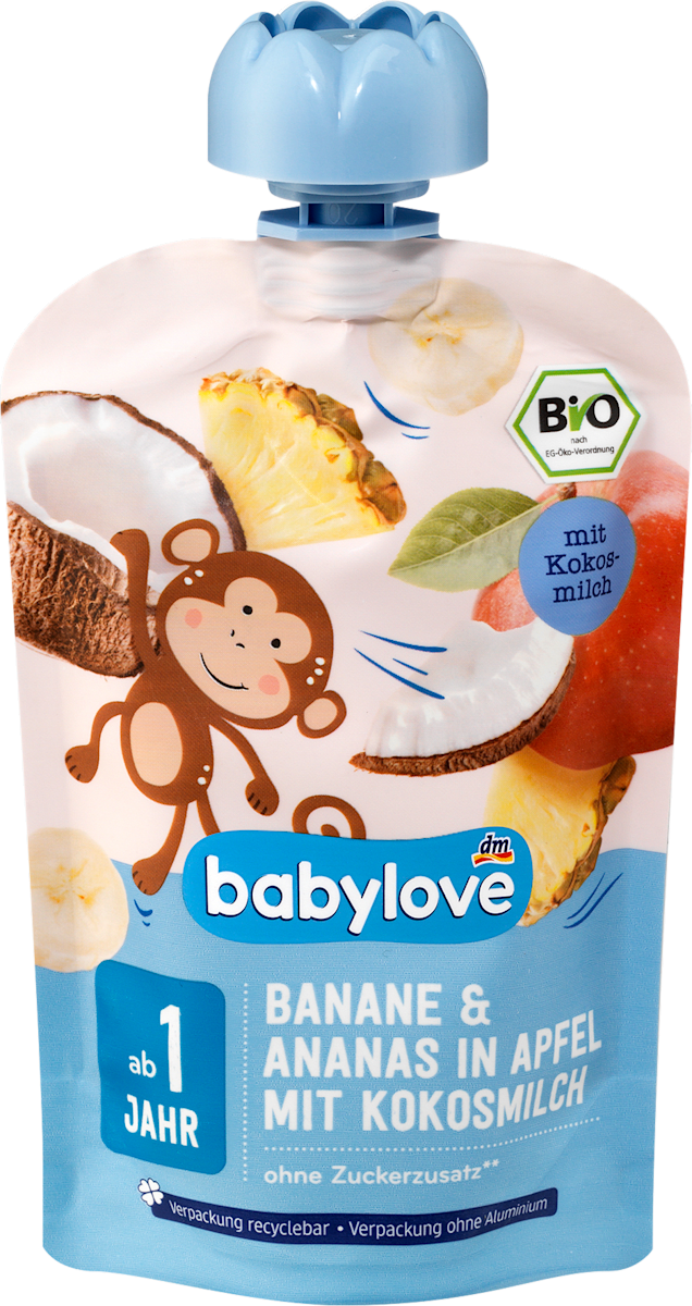 babyloveVoćni užitak - banana i ananas u jabuci sa kokosovim mlekom, od 1. godine, 100 gDijetetska namirnica