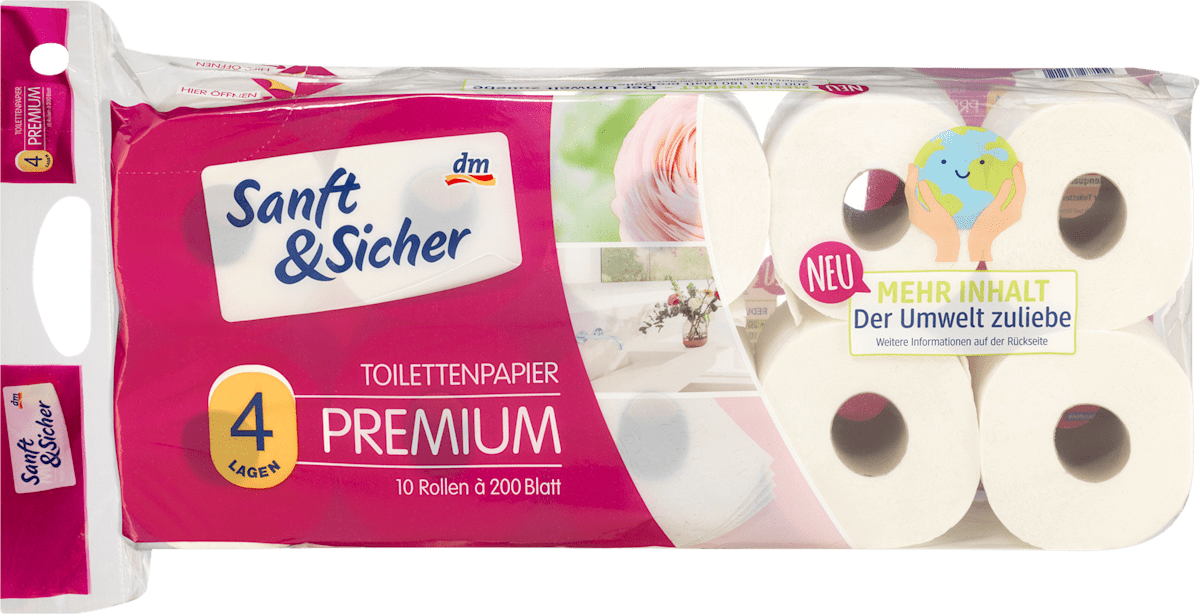 Sanft&Sicher Papier toaletowy Premium, 4-warstwowy, 10x200 listków, 10 ...