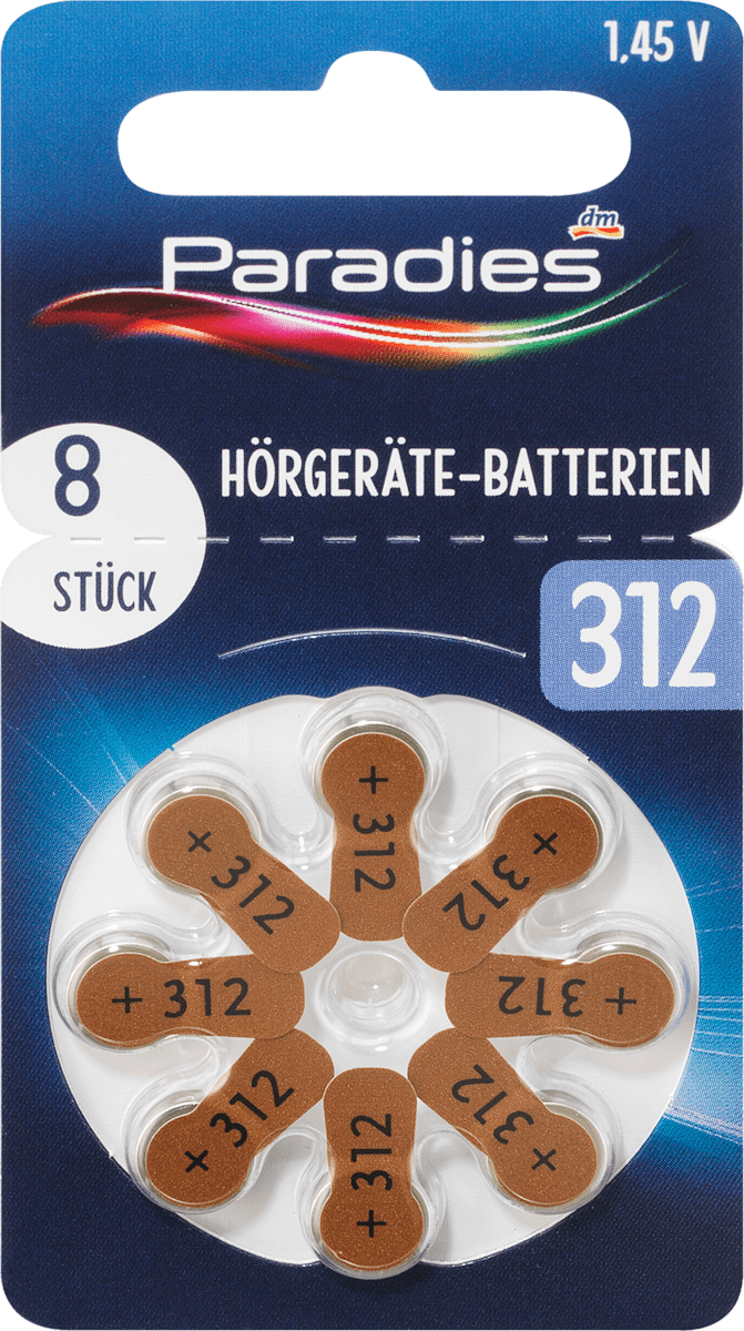 Udivita Hörgerätebatterien Größe 312 – 96 Stück (16 Blister à 6), Phono Pulse Technologie