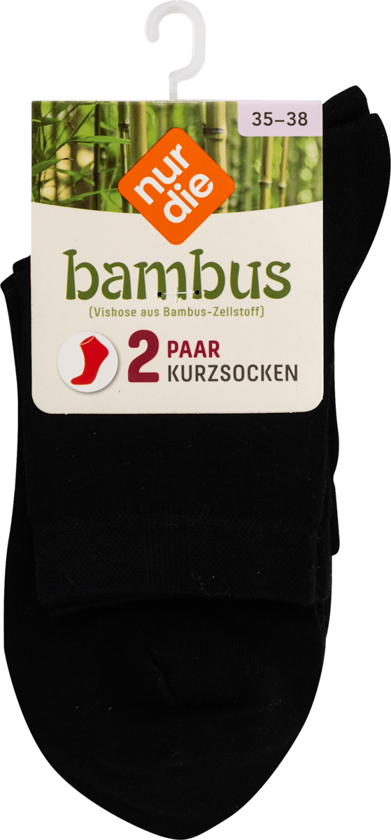 Bambus Kurzsocken schwarz, Gr. 35 - 38 (2 Paar), 4 St