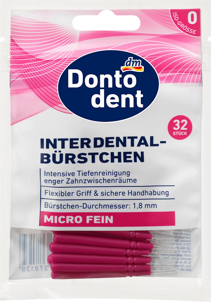 Dontodent Interdentalbürsten pink 0,35mm ISO 0, 32 St dauerhaft günstig online kaufen | dm.de