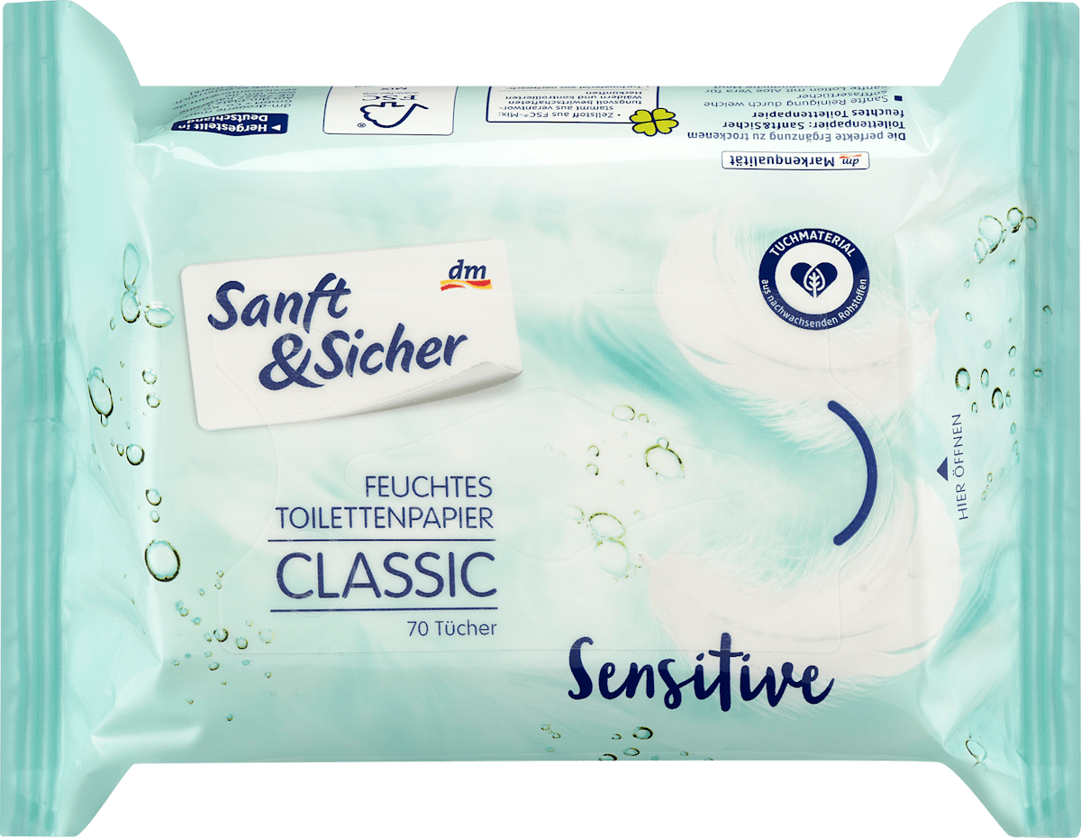 Feuchtes Toilettenpapier Classic Sensitive, 70 St