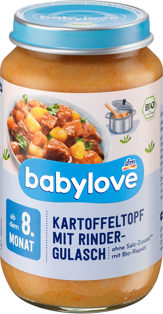 babylove Omogeneizzato verdure, patate e gulasch, 220 g | dm Italia