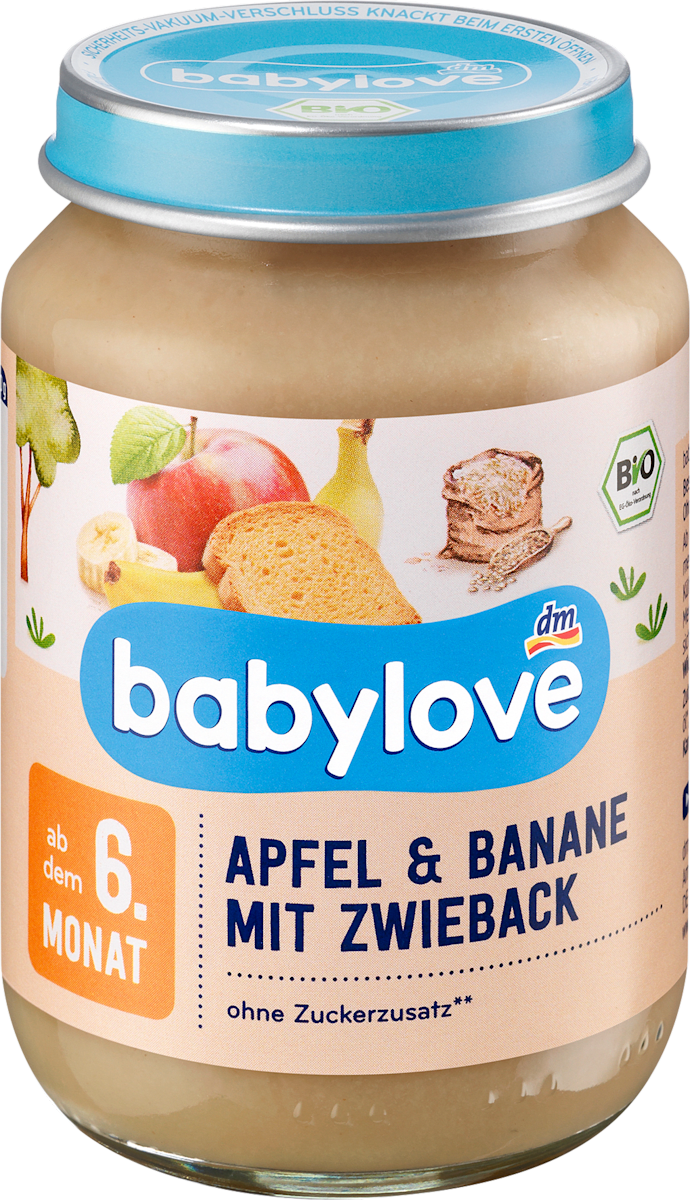 babylove Frucht &amp; Getreide Apfel &amp; Banane mit Zwieback ab dem 6.Monat ...