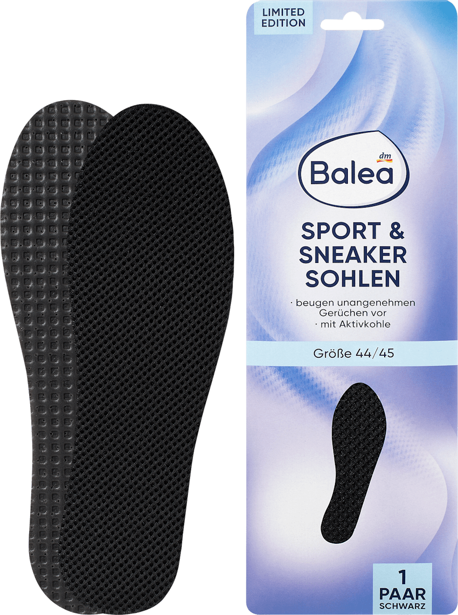 Einlegesohlen Sport & Sneaker schwarz, Gr. 44/45 (1 Paar), 2 St