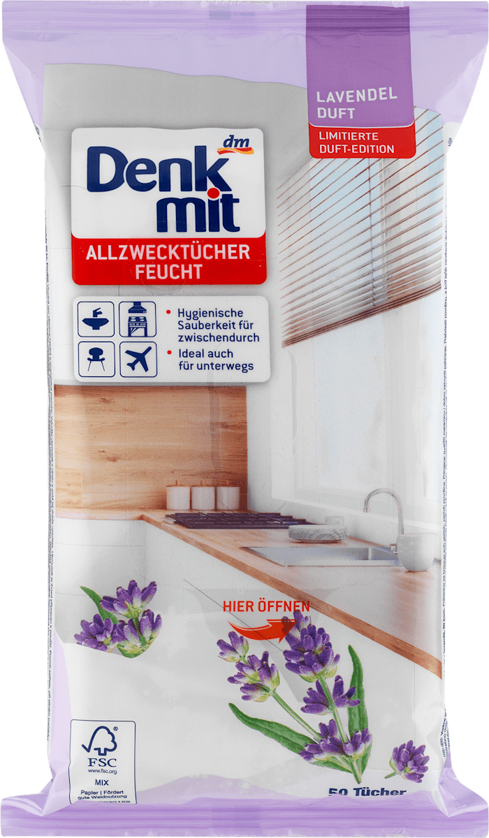 lavendel dm kleiderschrank duft allzwecktücher feucht lavendel, 50 st