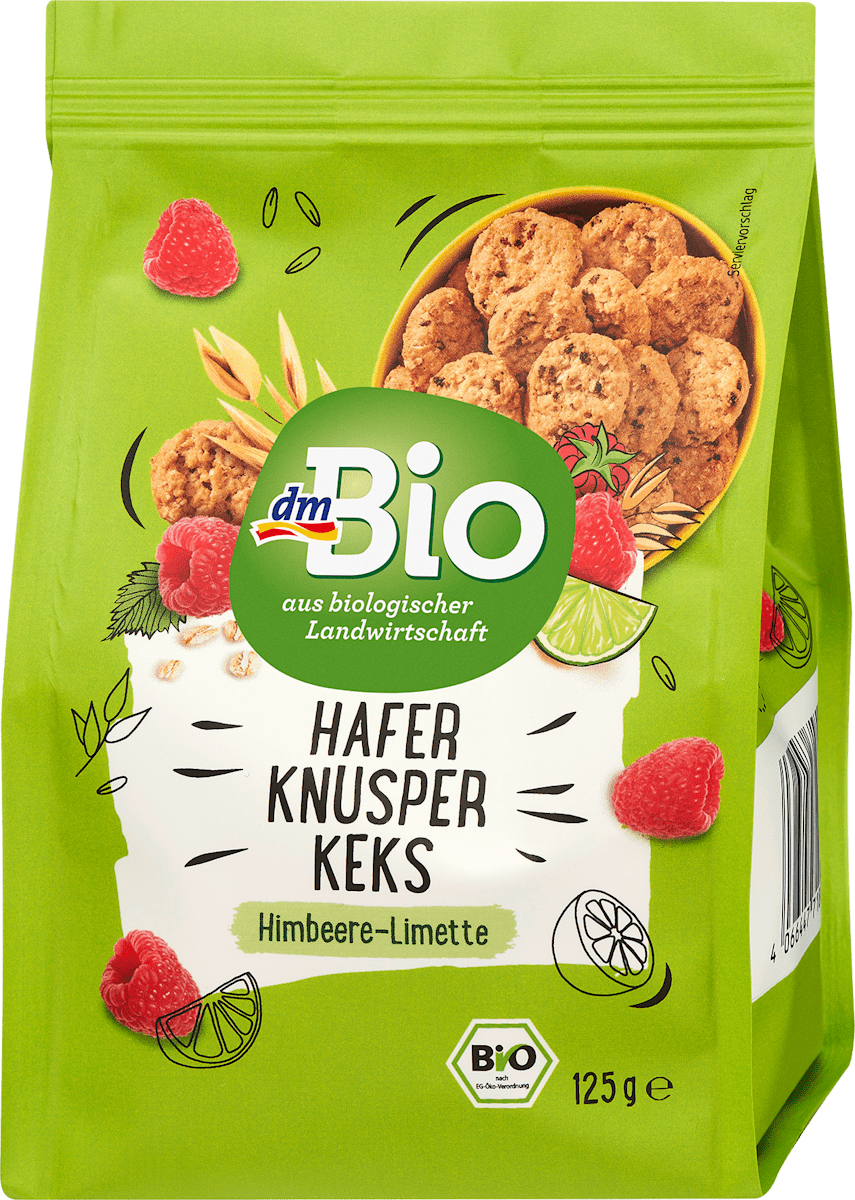 dmBio Hafer-Knusper-Kekse Himbeere-Limette, 125 g | dm.at