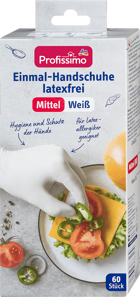Profissimo jednorázové rukavice bezlatexové, velikost M, 60 ks | dm.cz