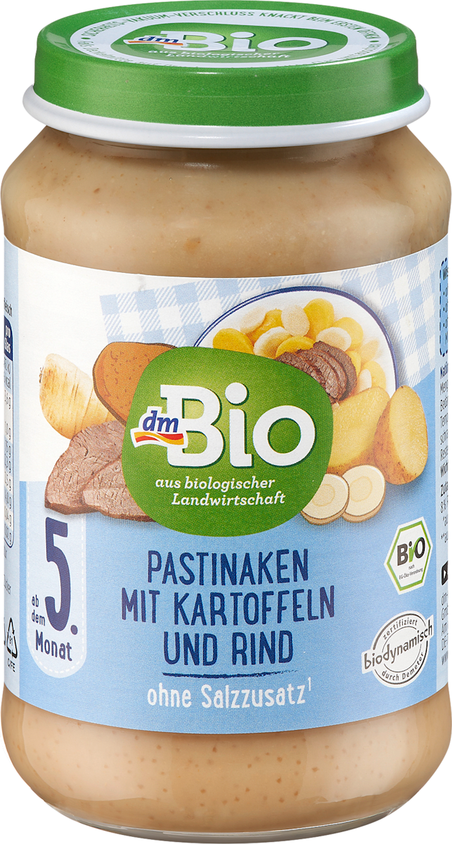 dmBio Menü Pastinaken mit Kartoffeln und Rind ab dem 5. Monat, 190 g ...