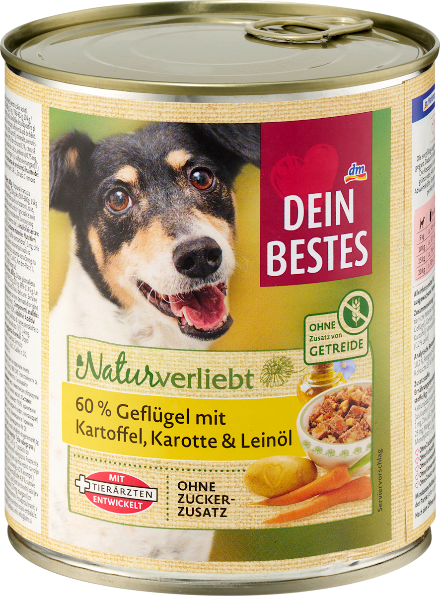 Nassfutter Hund mit Geflgel, Kartoffel & Karotte, Naturverliebt, 800 g