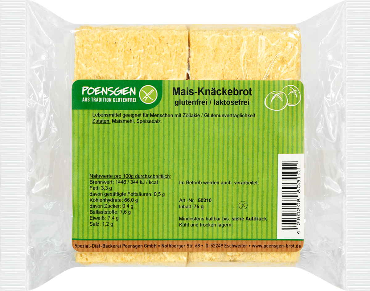 POENSGEN Knäckebrot Mais glutenfrei, 75 g | dm.at