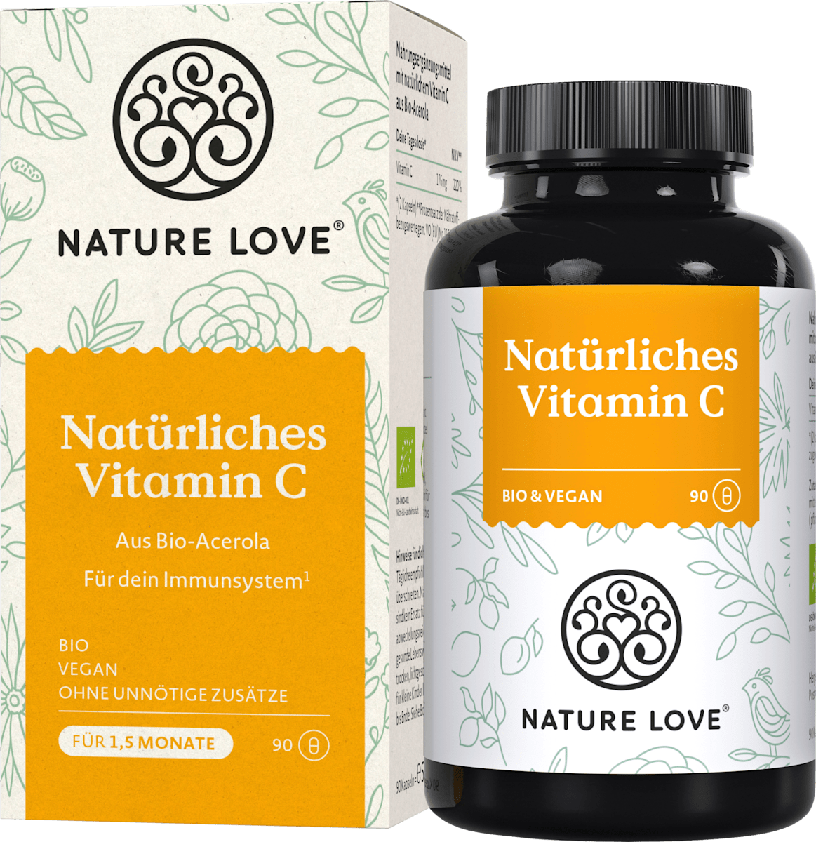 Nature Love Natrliches Vitamin C Kapseln 90 St, 57 g dauerhaft gnstig  online kaufen | dm.de
