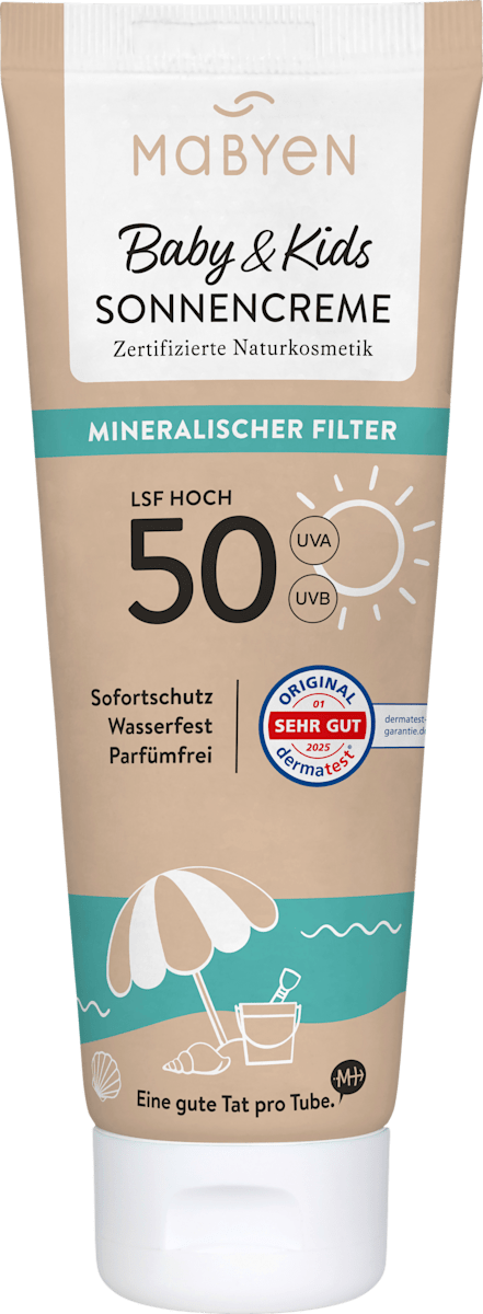 Naïf Mineralische Sonnencreme LSF 50 Für Baby & Kind - Sofortiger UVA/UVB Schutz, Wasserfest & Hautfreundlich