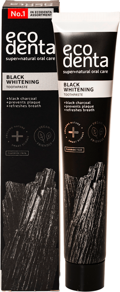 ecodenta Pasta de Dinti Black Whitening, cu carbune si Teavigo, 75