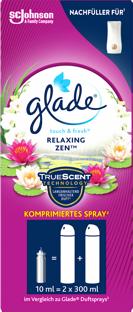 Glade Touch & Fresh Nachfüller Relaxing Zen – 10 Ml, Für Minispray-Halter, Sofortige Frische Fürs Bad