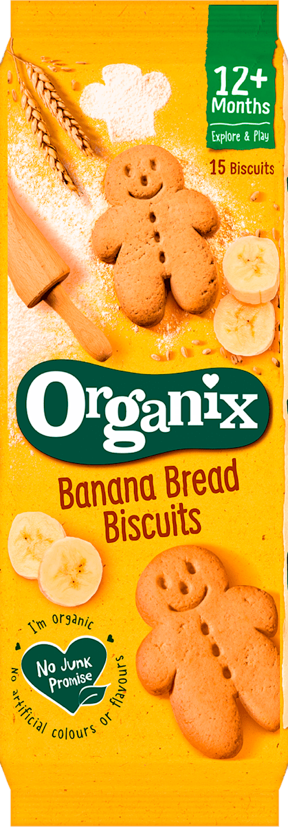 Organix Biscuiți BIO cu banane, 135 g | dm.ro