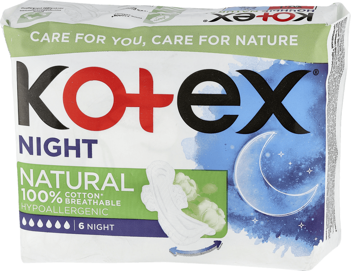 Kotex Absorbante de noapte Natural, 6 buc | dm.ro