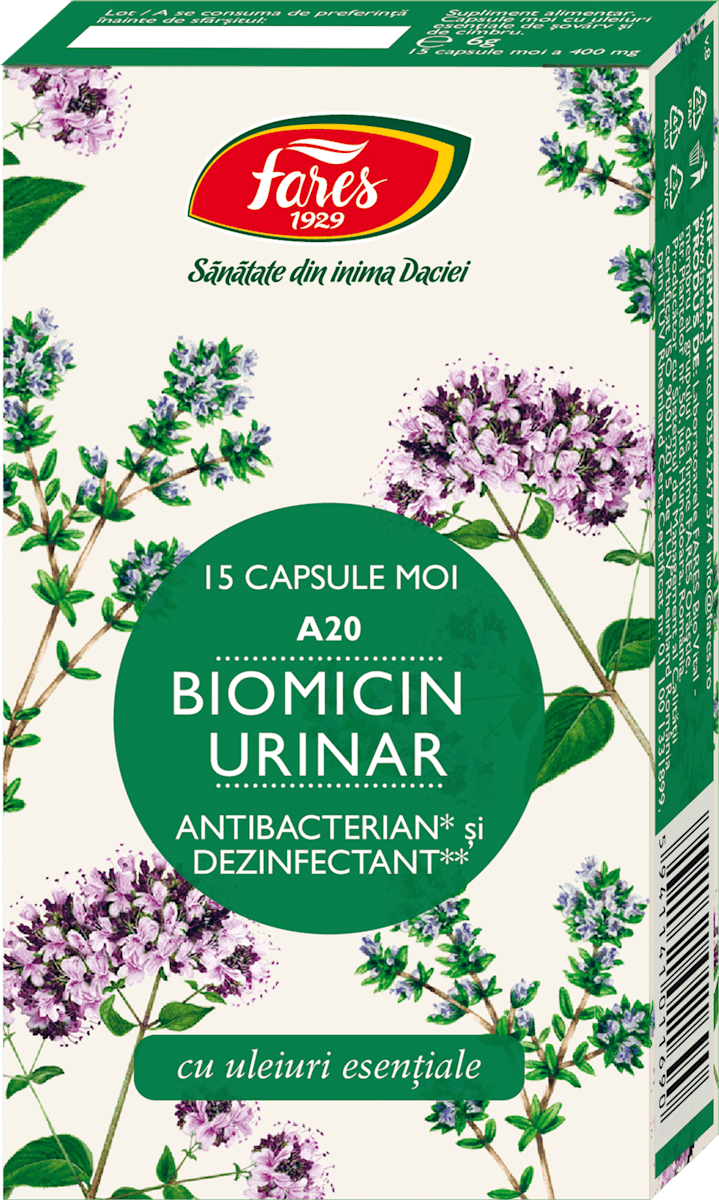 Fares Biomicin urinar A20, capsule moi, 15 buc | dm.ro