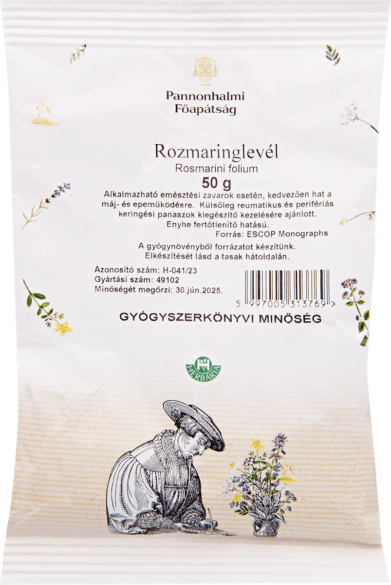 Hungary product data sample: Rozmaringlevél tasakos tea, 0,05 kg
