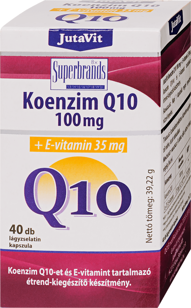 JutaVit Koenzim Q10 100mg +E vitamin 35mg lágyzselatin kapszula, 40 db ...