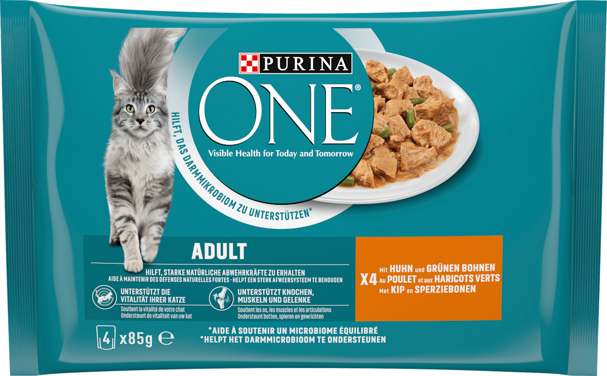 PURINA ONE Nassfutter Katze Adult Huhn & Grüne Bohnen, 340 g | dm.at