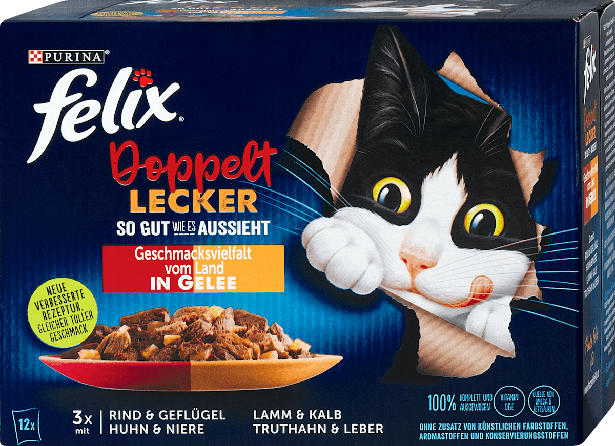 Felix Nassfutter Katze Doppelt Lecker Geschmacksvielfalt vom Land, 1,02 ...