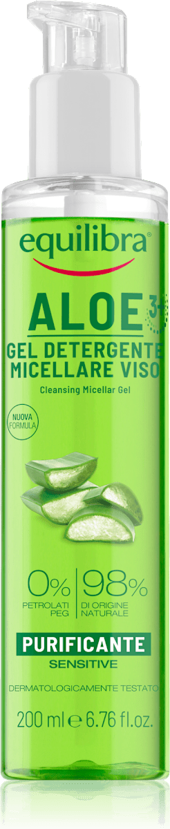 equilibra Gel detergente micellare viso 3+ con aloe vera, 200 ml | dm Italia