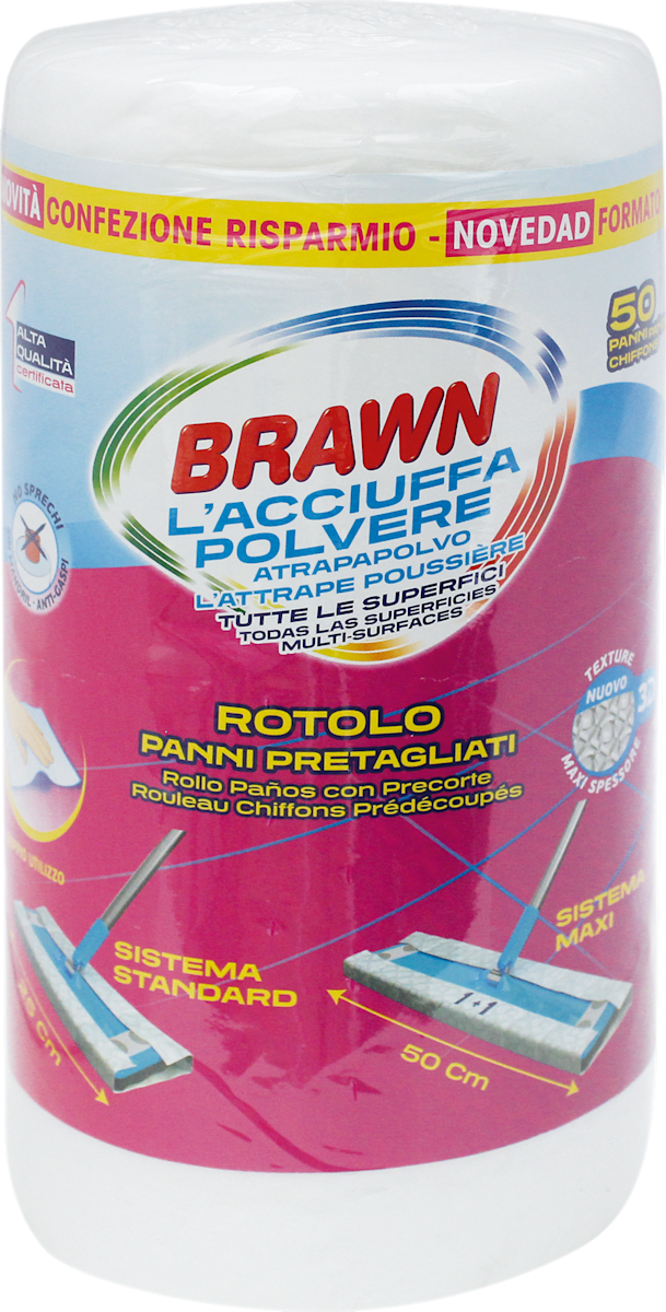 Rotolo Di Panni Cattura Polvere Brawn HQ - 50 Panni Pretagliati, Tessuto 3D Elettrostatico, Per Scope Standard E Maxi - Foto 8