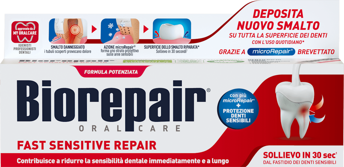Biorepair:Fast Sensitive Repair Toothpaste With MicroRepair New Formula 25 Fluid Ounce 75ml Tube Italian Import~p109247758 - View #9