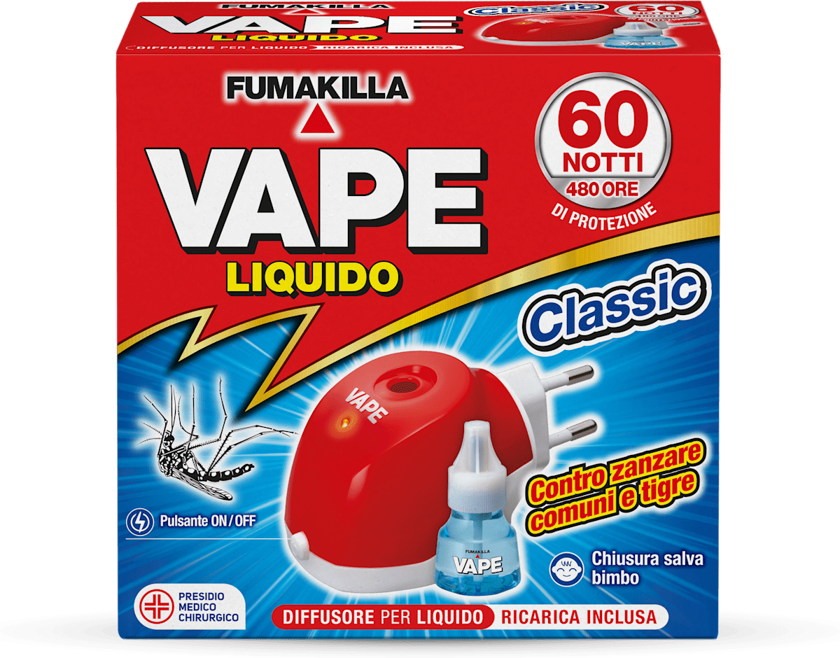 ricambi vape liquido VAPE Diffusore per liquido antizanzare 60 notti con ricarica, 1 pz