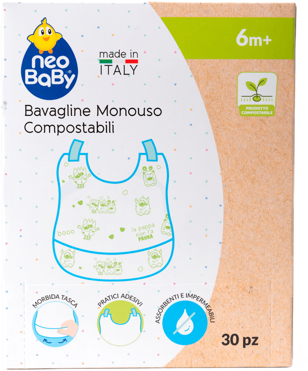 NeoBaby Bavagline monouso compostabili, 30 pz | dm Italia