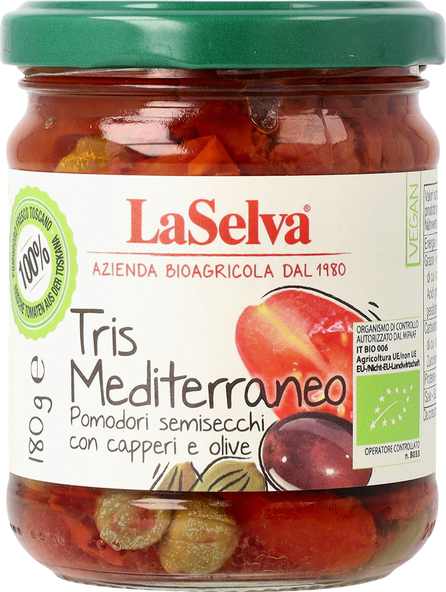LaSelva Antipasti, Halbgetrocknete Tomaten, Oliven &amp; Kapern in Olivenöl ...