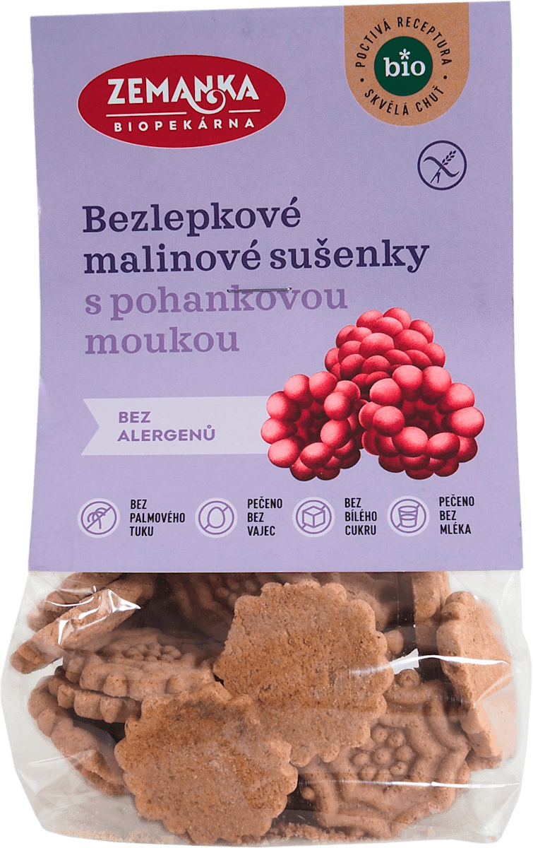 Biopekárna Zemanka bio sušenky pohankovo-malinové, 100 g | dm.cz