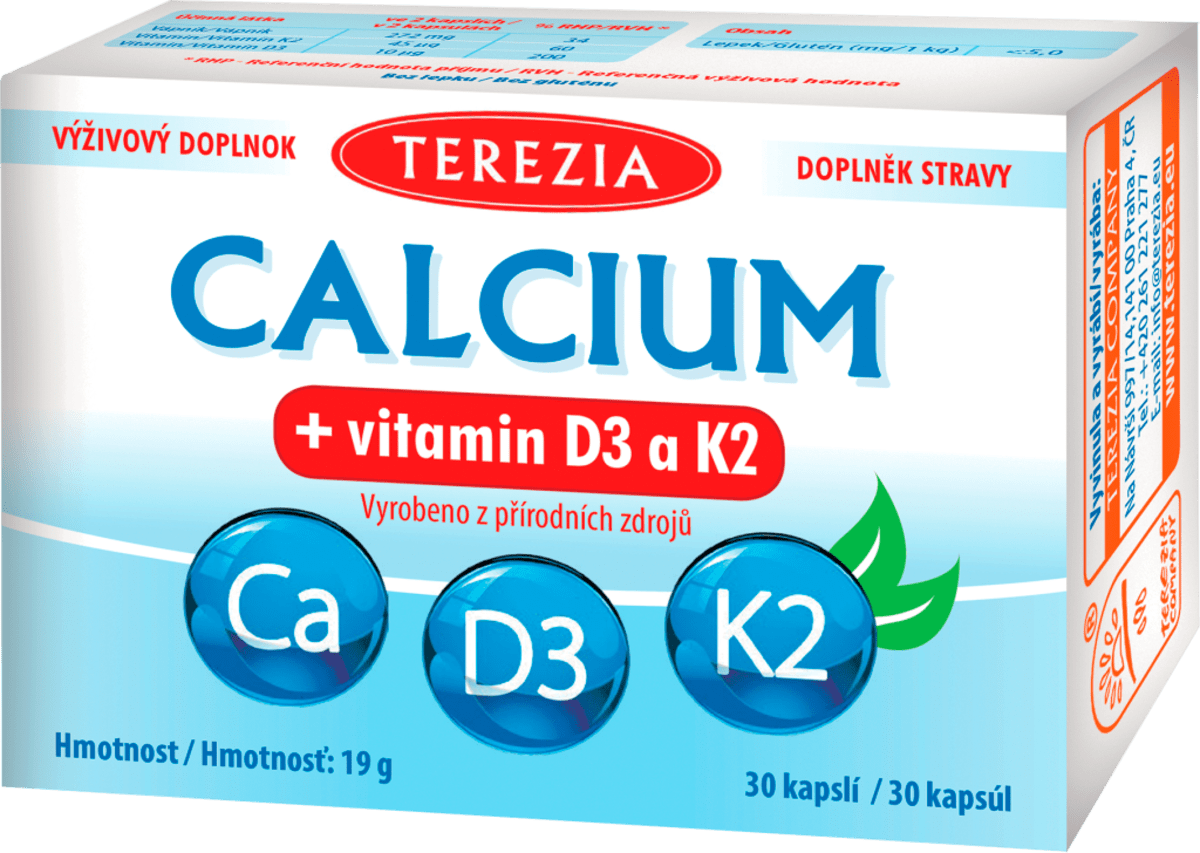 TEREZIA Calcium + vitamín D3 a K2, 30 ks | dm.cz
