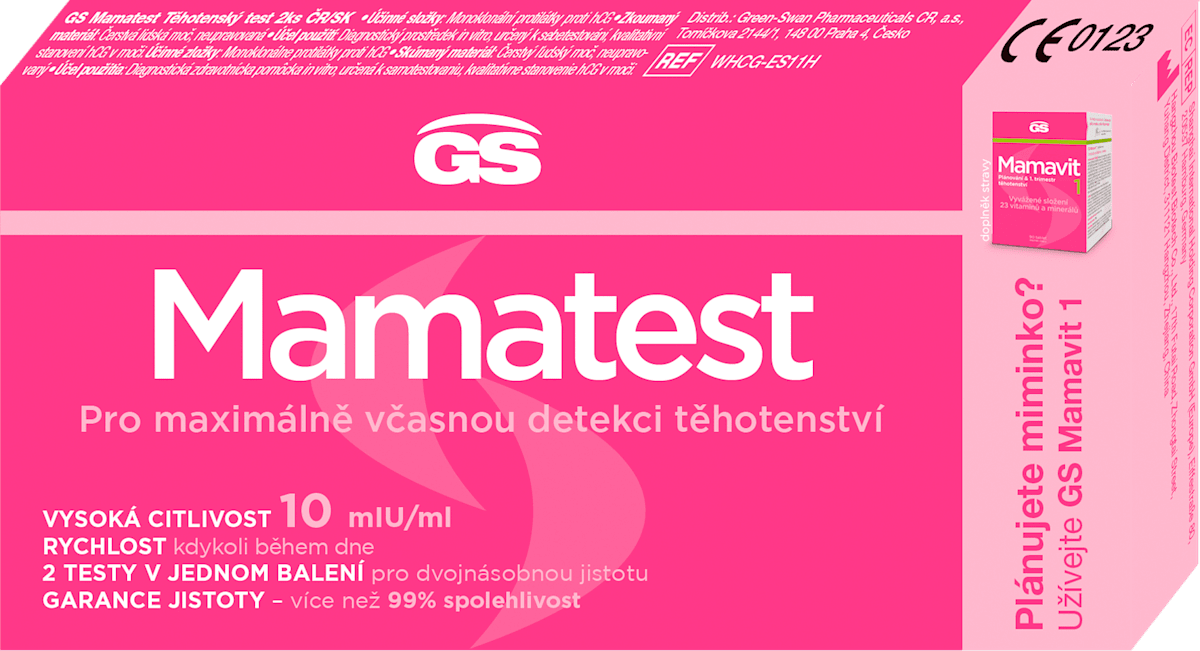 Czech Republic product data sample: Mamatest těhotenský test, 2 ks