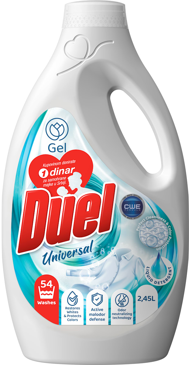 Duel Universal tečni detergent za pranje veša, 54 pranja, 2,45 l | dm.rs