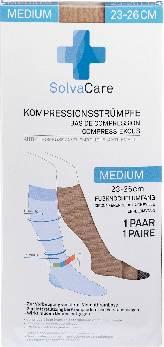 SolvaCare Kompressionsstrümpfe Größe M beige, 1 St dauerhaft günstig online kaufen