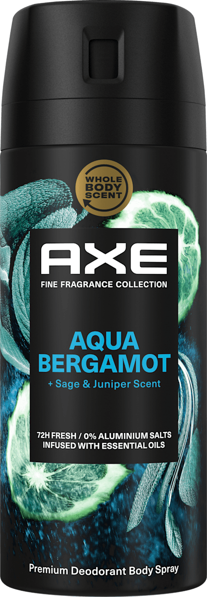 Axe Premium Bodyspray Aqua Bergamot – Deo Ohne Aluminiumsalze, 72h Frische, 2er Pack, 150 Ml