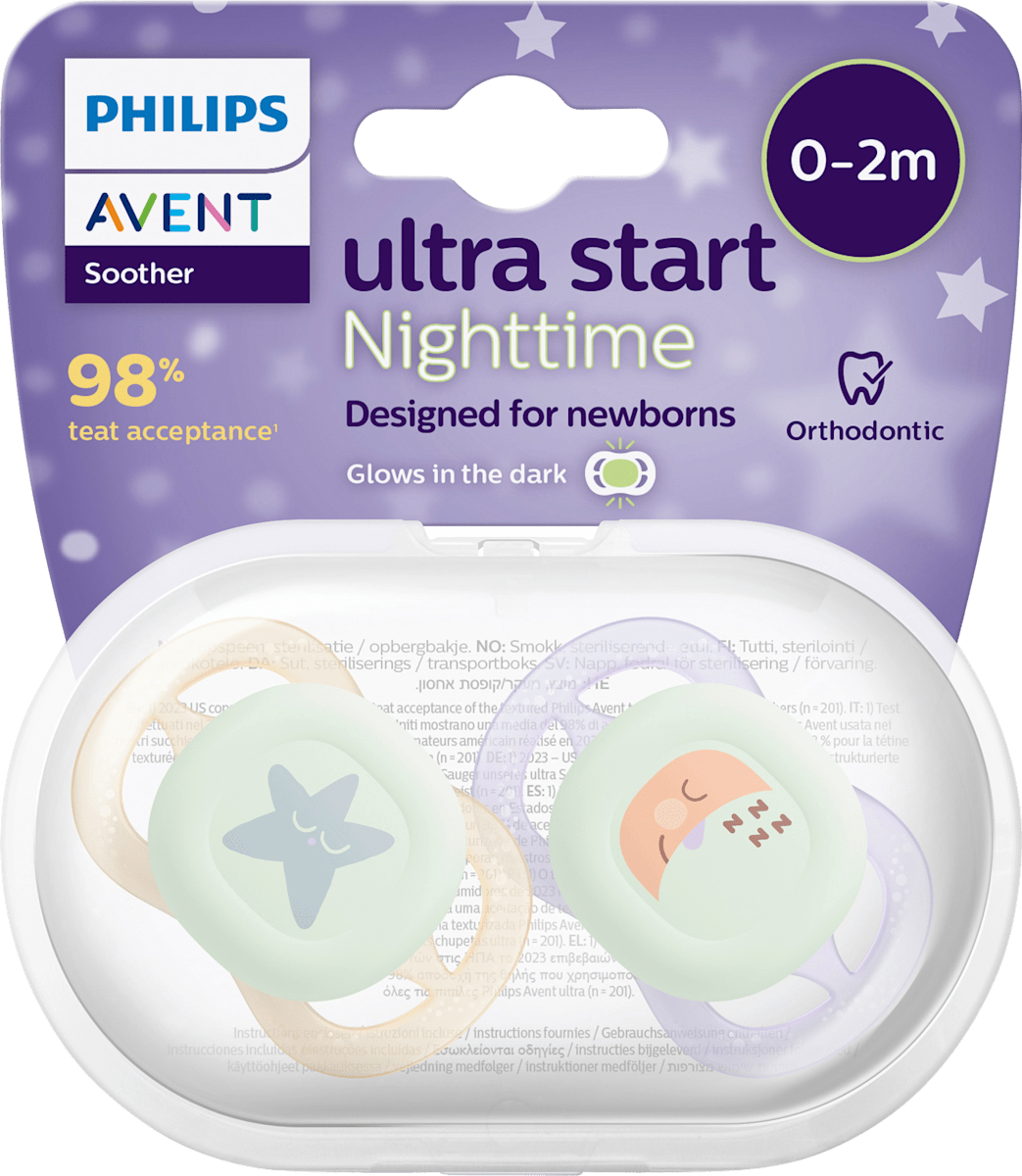 Philips Avent Ultra Start Ciucci Neonato 0-2 Mesi (2 Pz) Con Custodia Sterilizzatrice
