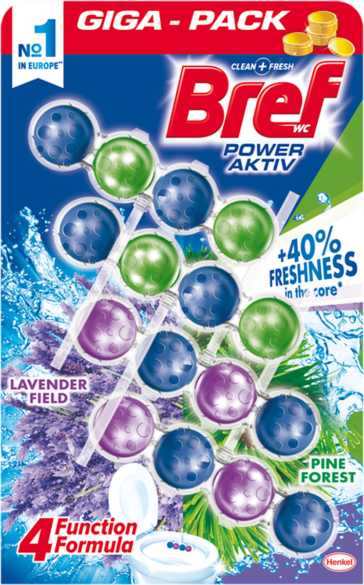Bref Power Aktiv WC-Hänger – 10x Lavendel Für Intensive Reinigung & Frische
