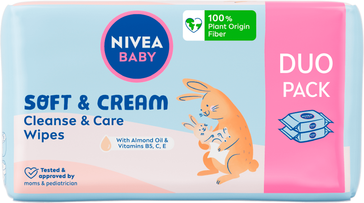 NIVEA BABY SOFT & CREAM vlažna maramice za bebe - DUO PACK 2x56kom ...