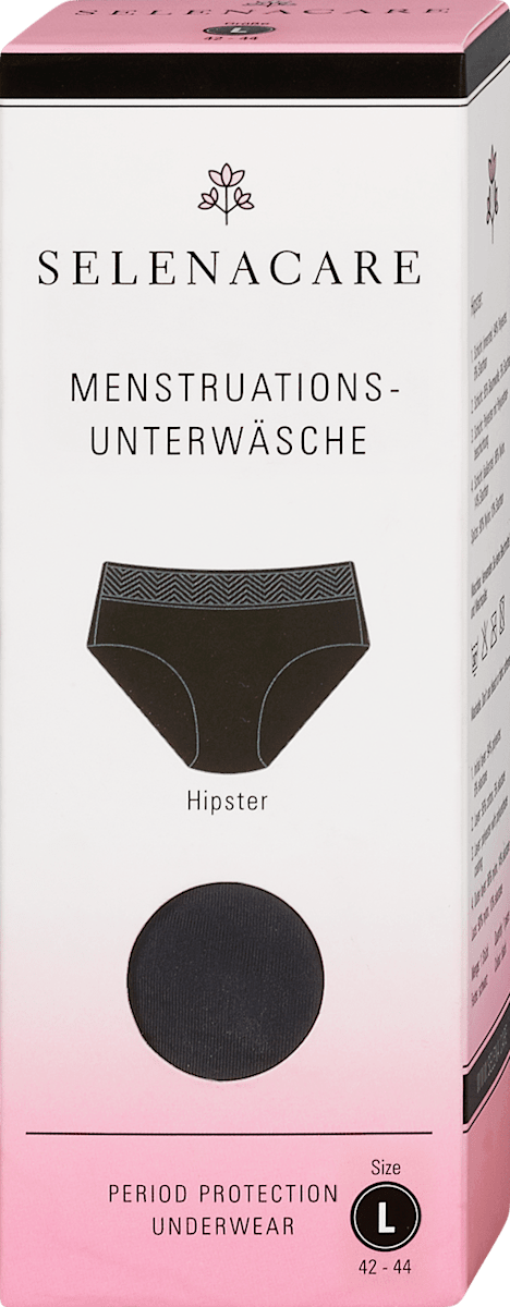 SELENACARE Intimo Mestruale Hipster Nero Taglia S - Lavabile E Sostenibile