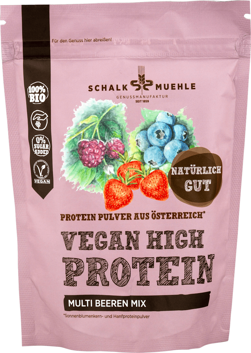 SCHALK MÜHLE Proteinpulver Vegan High Protein Multi Beeren Mix, 200 g ...