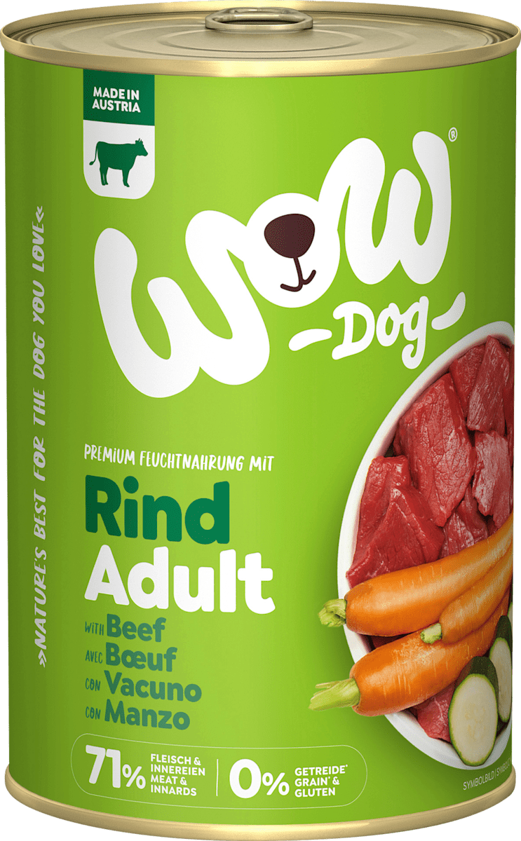 WOW Nassfutter Hund mit Rind & Karotte, Adult, 400 g dauerhaft günstig ...