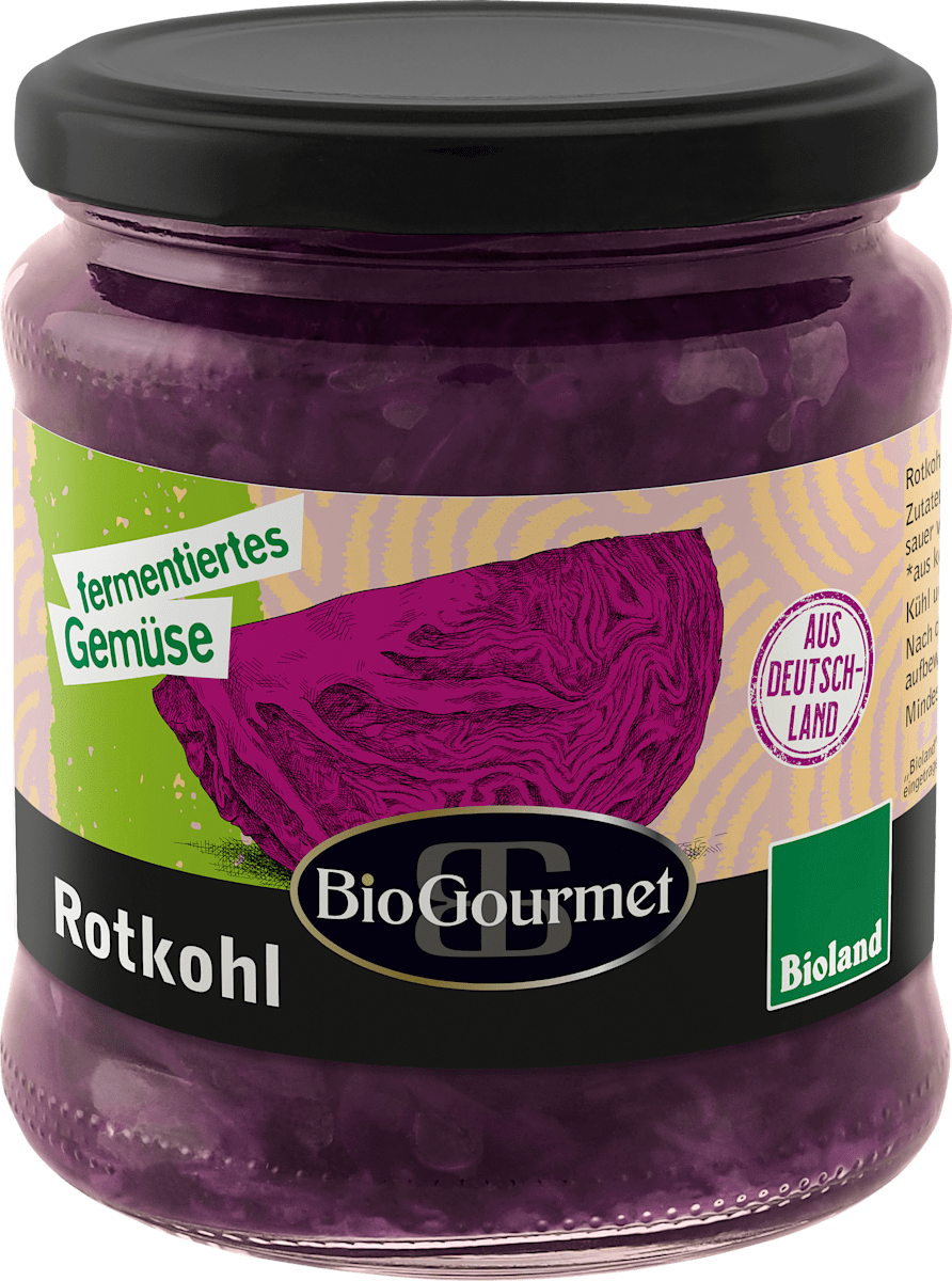 BioGourmet Fermentiertes Gemüse Rotkohl, 0,33 kg | dm.at