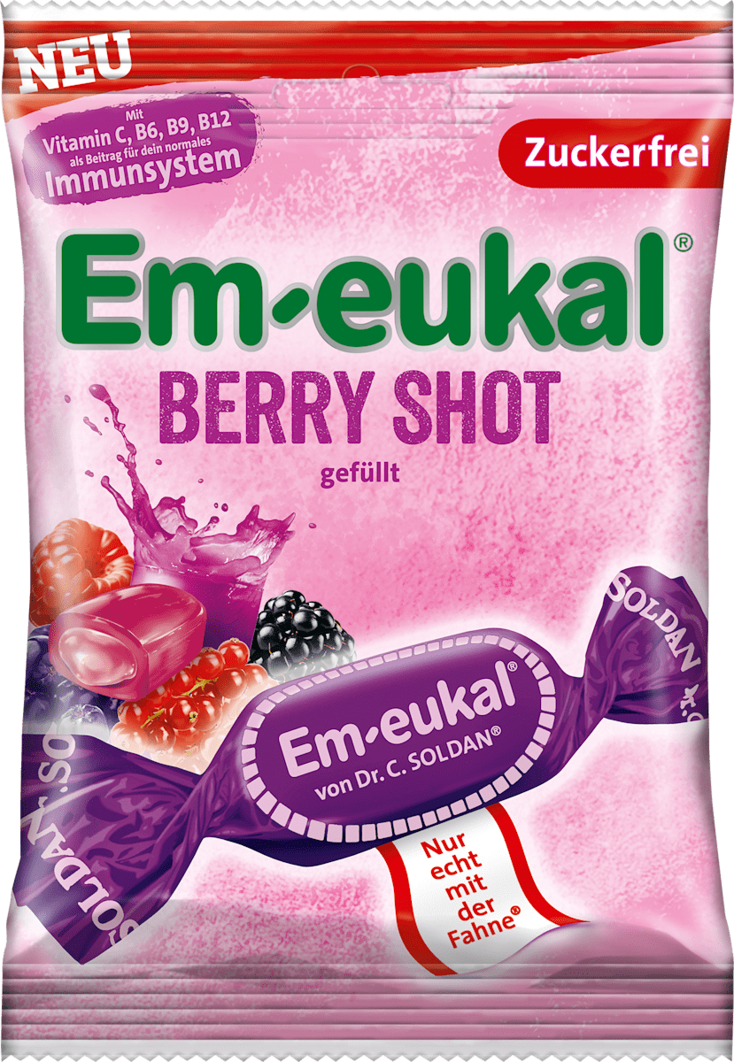 Em-eukal Bonbon, Berry Shot, gefüllt, zuckerfrei, 75 g dauerhaft ...