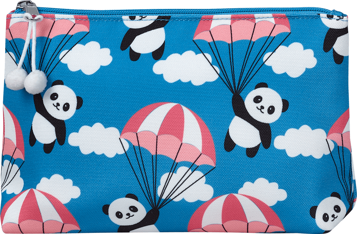 manòu Kosmetiktasche für Kinder Canvas blau mit Panda-Motiv, St - Main Image